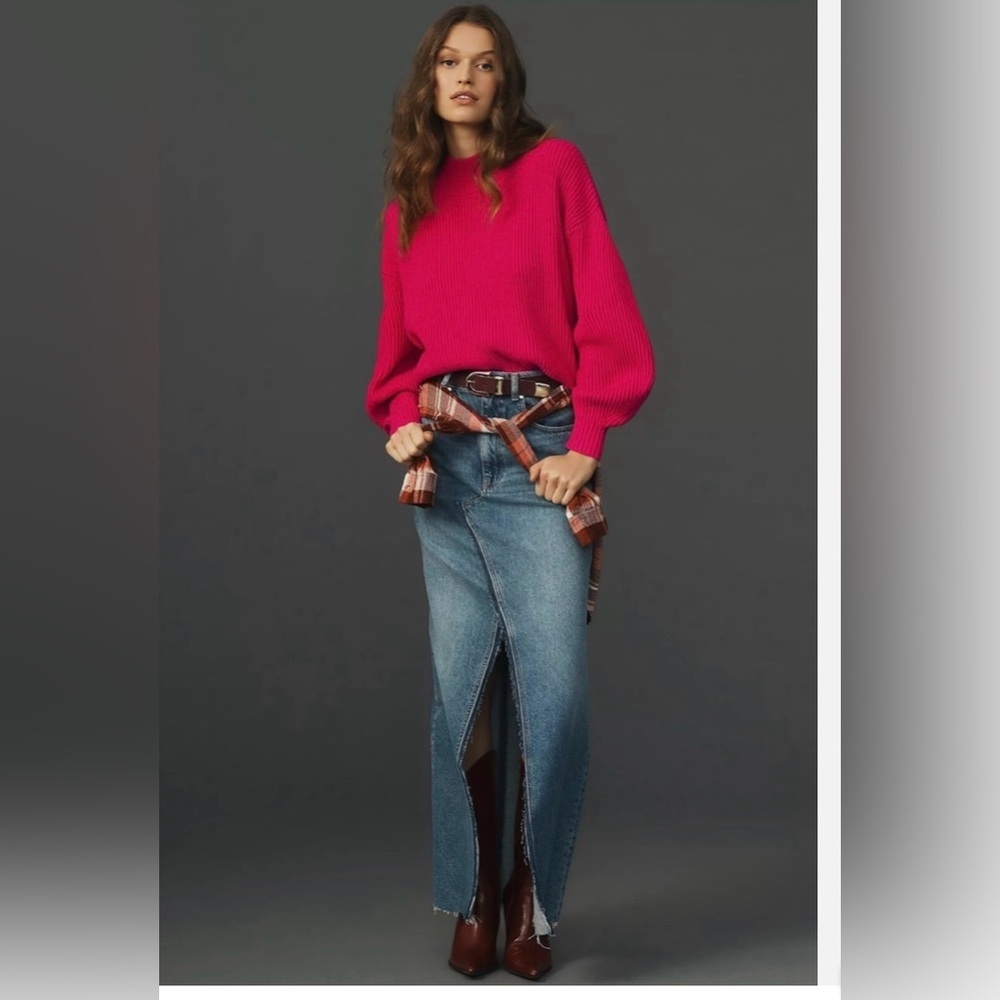 Anthropologie Maeve Pink Crew Neck Sweater